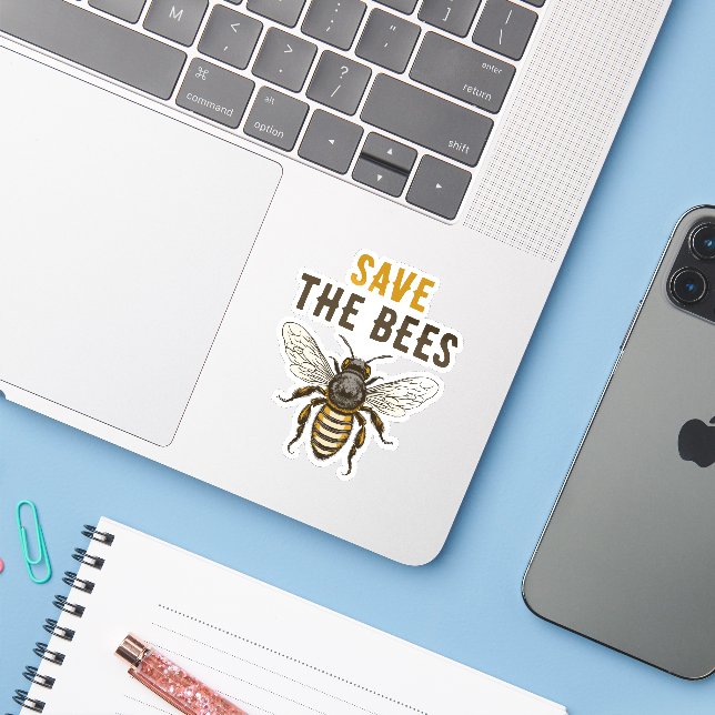 Sticker Sauvez l'autocollant des abeilles avec l'abeille v (Ordinateur portable avec iPhone)