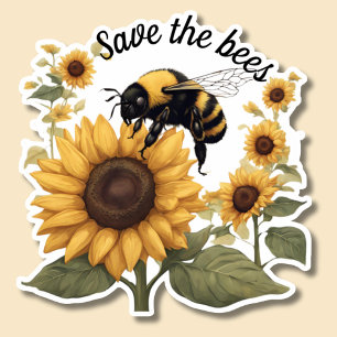 Sticker Sauvez les abeilles Bumblebee & Sunflowers étanche