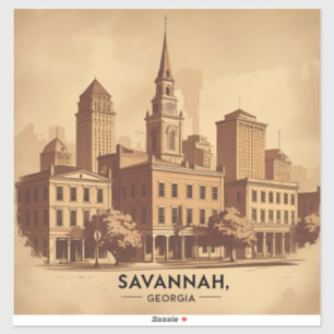 Sticker Savane Géorgie ligne d'horizon vintage