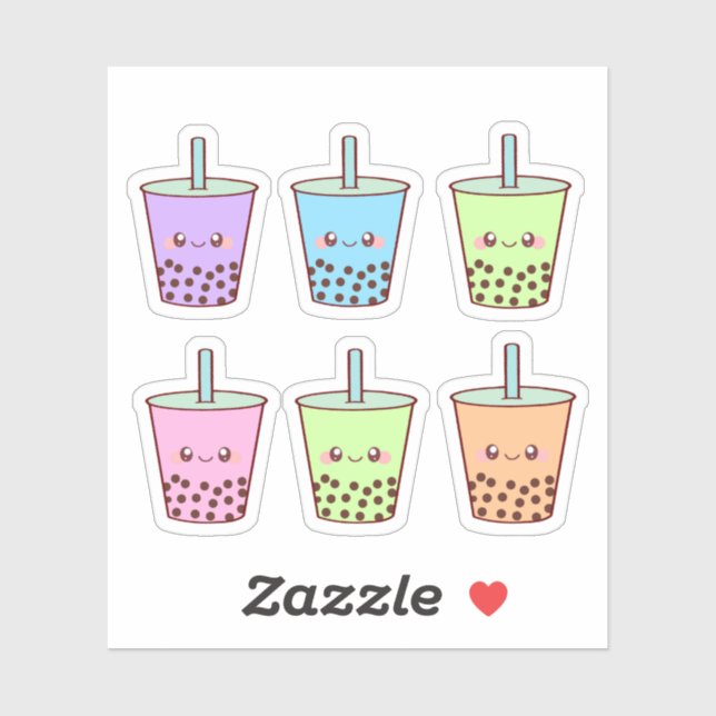 Sticker Saveurs de thé au lait Boba (Feuille)