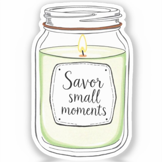 Sticker Savourez de petits instants Bougie de pot (Recto)