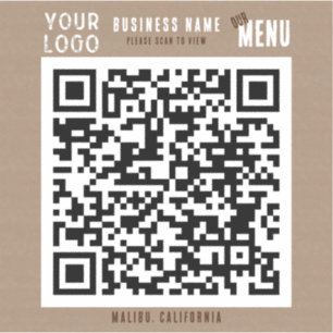 Sticker Scan QR Code Menu Charme rustique Papier Kraft