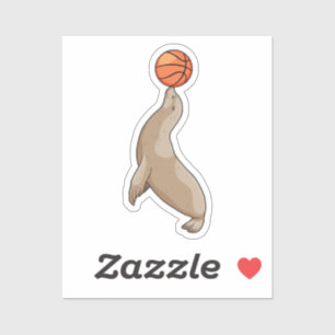 Sticker Sceau avec basket-ball