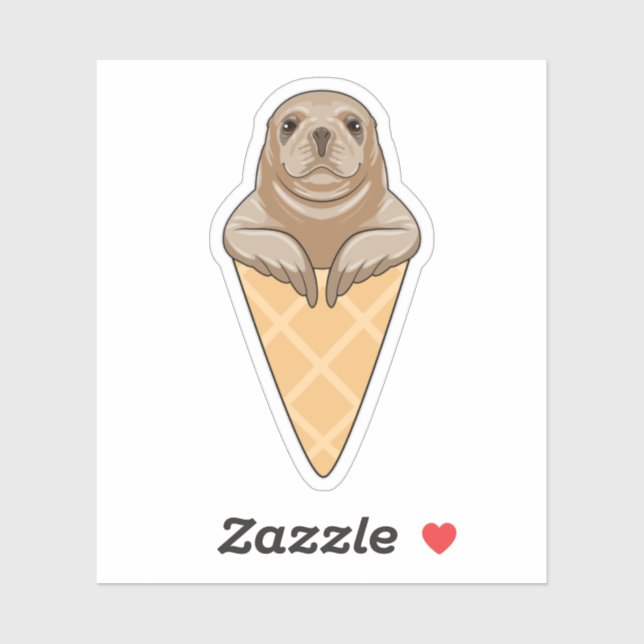 Sticker Sceau avec cône de crème glacée (Feuille)