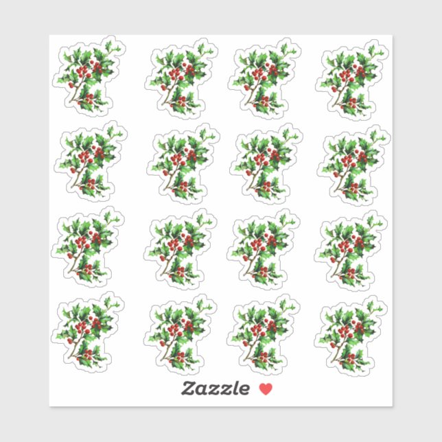 Sticker Sceau d'enveloppe vintage de Noël victorien (Feuille)