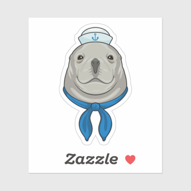 Sticker Sceller comme marin avec casquette marin (Feuille)