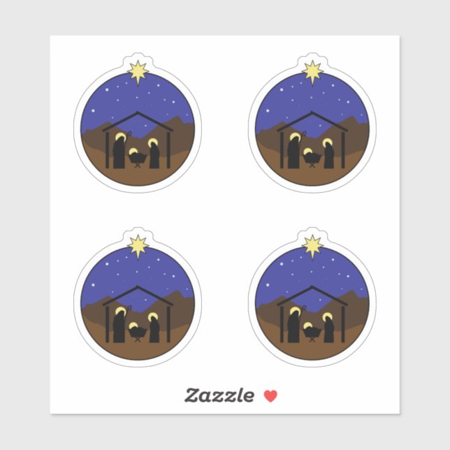 Sticker Scène de la Nativité de Noël du directeur (Feuille)