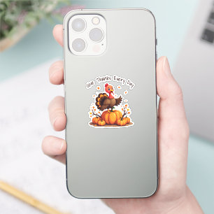 Sticker Scène de Thanksgiving mignonne avec dinde et citro
