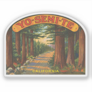 Sticker Scène forestière vintage de Yosemite en Californie