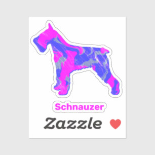 Sticker Schnauzer Chien Silhouette Fou Carré rose Hot Sti