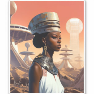 Sticker Science-fiction futuriste de la reine afrofuturist