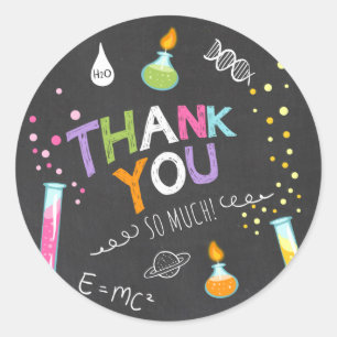 Sticker science Merci Anniversaire Favoriser tag f
