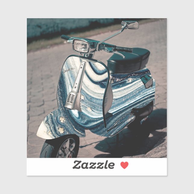 Sticker scooter aquarelle (Feuille)