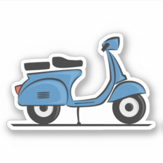 Sticker scooter bleu vespa