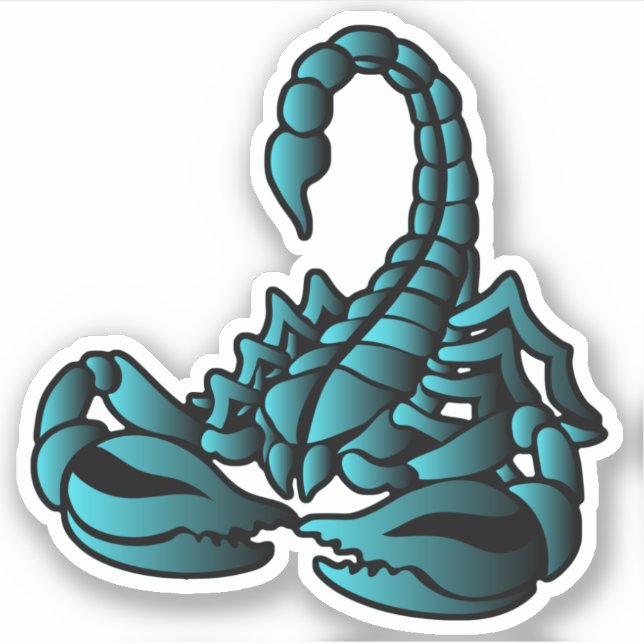 Sticker Scorpion Bleu, Style Art Tribal (Devant)