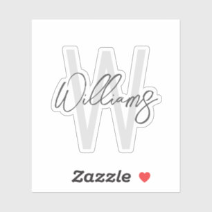 Sticker Script moderne Monogramme personnalisé et nom