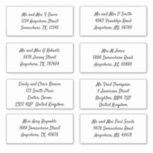 Sticker Script Nom du destinataire individuel Adresse d'ex