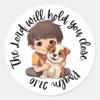 Sticker Scripture (Psaume 27:10 Chien Garçon)