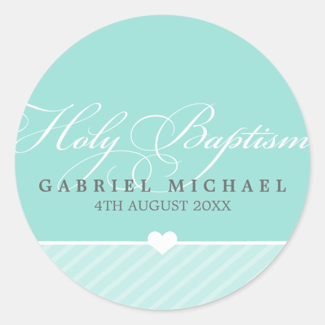 STICKER SEAL holy baptism lovely script type aqua (Front)