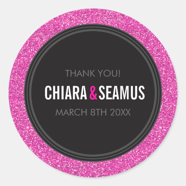 STICKER SEAL moderne simple rose chaud parties sci (Devant)