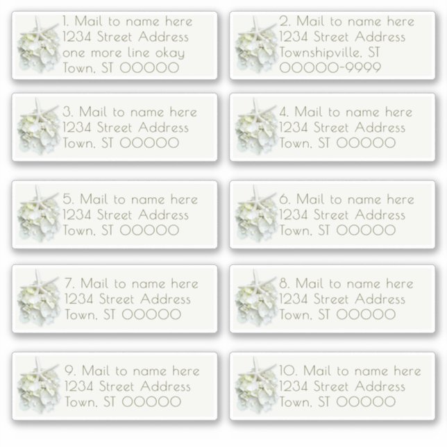 Sticker Seaside Garden Wedding Mail Adresses individuelles (Devant)