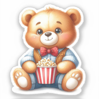 Sticker Seau à Popcorn Ourson Mignon