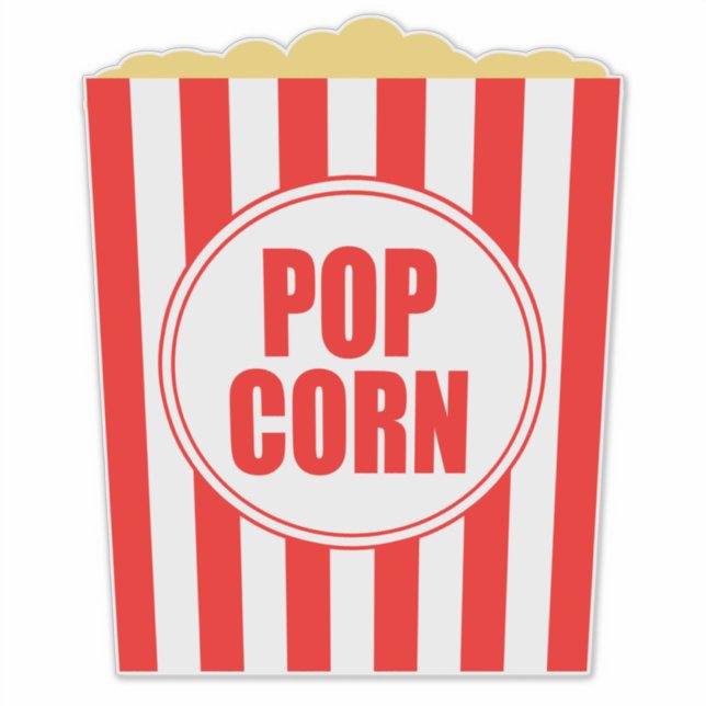 Sticker Seau De Popcorn Rouge Et Blanc (Devant)
