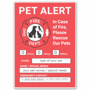 Sticker Secourt d'incendie d'alerte de familier