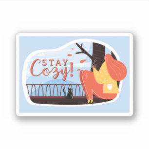 Sticker Séjour Cosy Hygge Automne FolkArt Deco AJOUTER NOM
