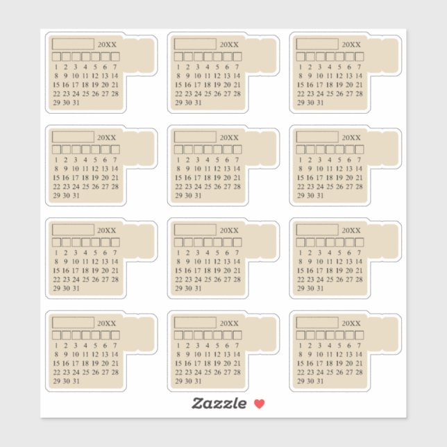 Sticker Self Adhesive Index Tabs Monthly Generic Calendar (Feuille)