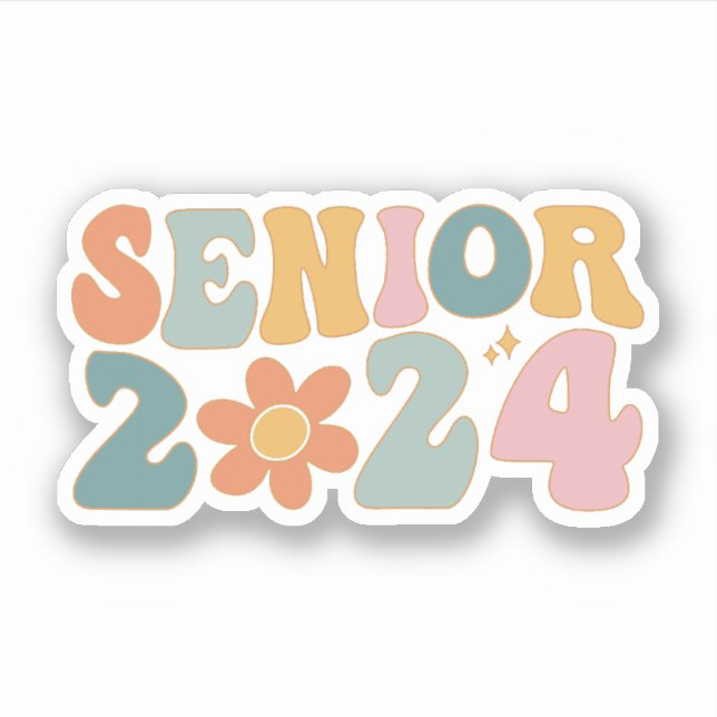 Sticker Senior 2024 Super Retro Class of 2024 Graduation (Devant)