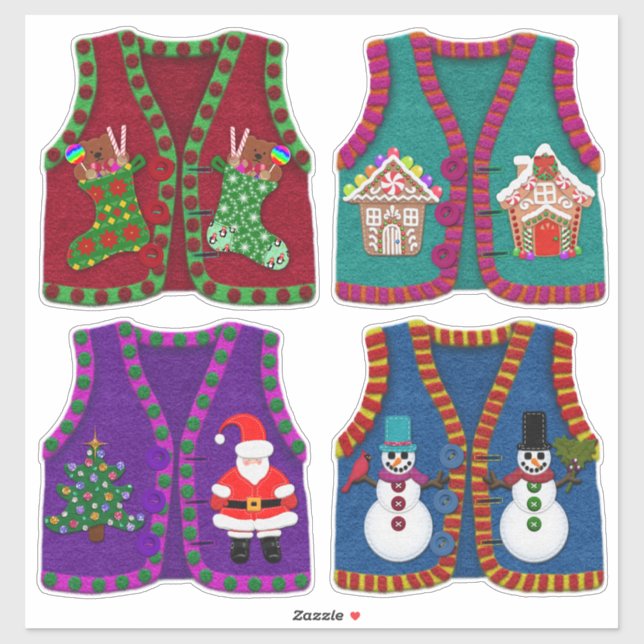 Sticker Sens Look adorable Noël Tacky Vests (Feuille)