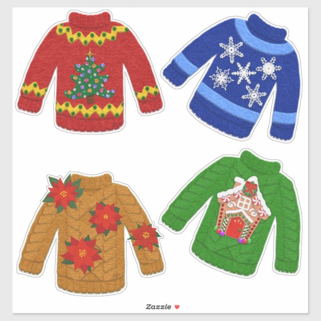 Sticker Sens Look Christmas Tackers Sweaters mignonnes (Feuille)
