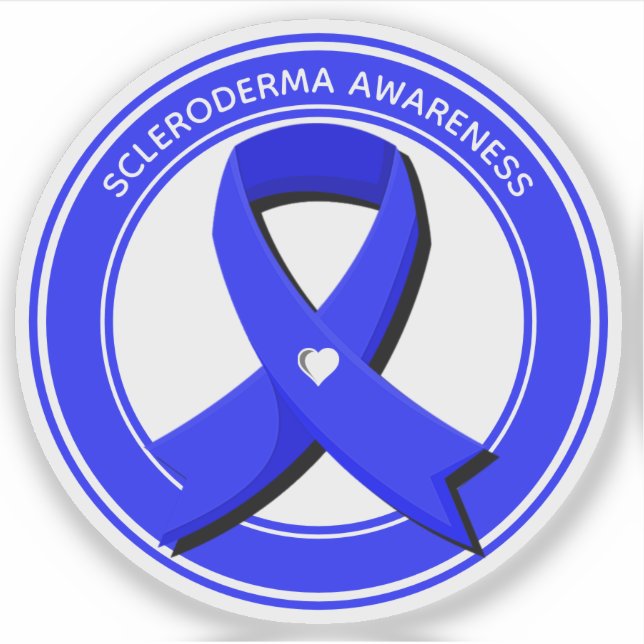 Sticker Sensibilisation personnalisée Bleu Ruban Coeur bla (Devant)