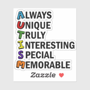 Sticker Sensibilisation sur l'autisme Acrostique mignon po