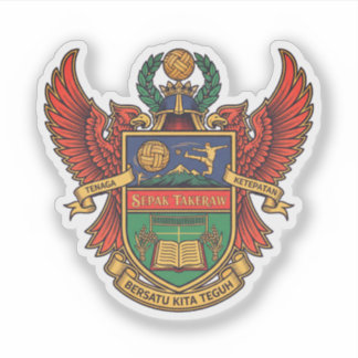 Sticker Sepak Takraw - heraldry style logo