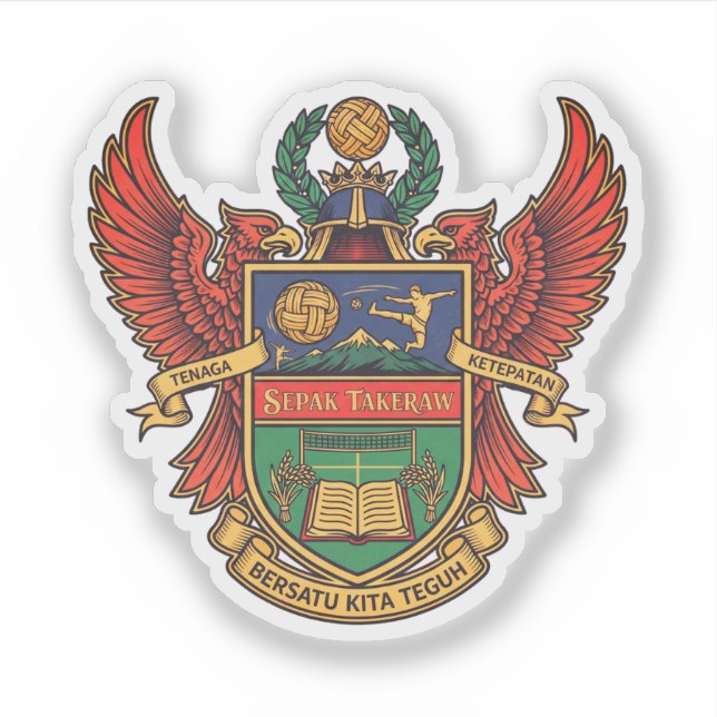 Sticker Sepak Takraw - heraldry style logo (Devant)