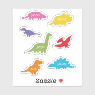 Sticker Sept silhouettes de dinosaures, personnalisées pou