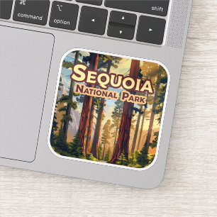 Sticker Sequoia National Park California Tree Retro