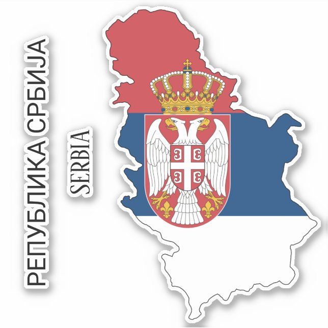 Sticker Serbie Drapeau Charme Carte Patriotique (Devant)