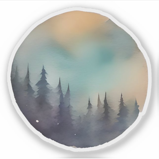 Sticker Sérénité de la forêt crépusculaire (Devant)