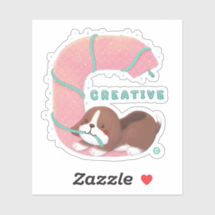 Sticker Série Alphabet : "C" Illustration Beagle créative