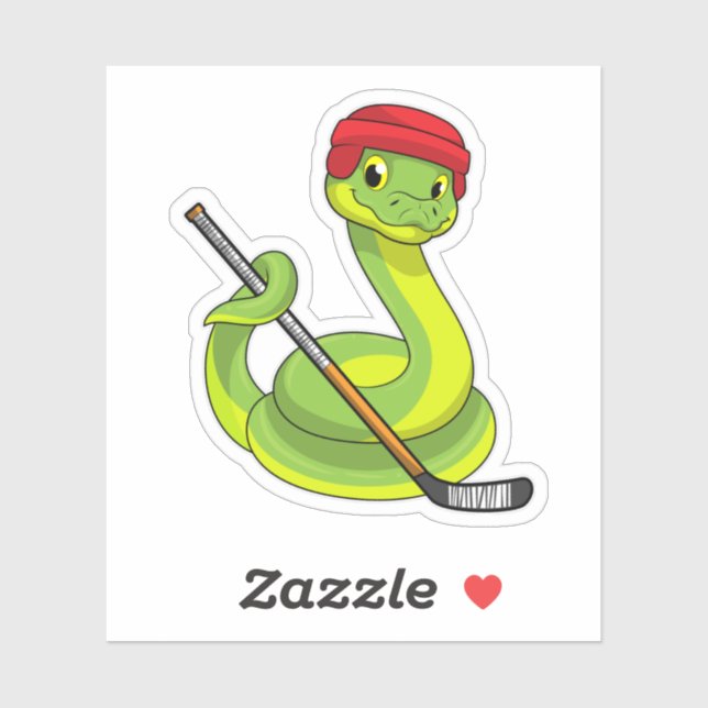 Sticker Serpent au hockey sur glace avec bâton de hockey s (Feuille)