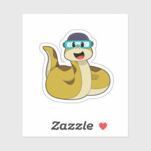 Sticker Serpent avec lunettes de natation