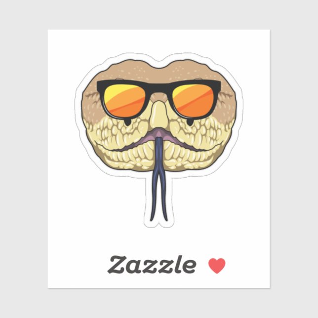 Sticker Serpent avec lunettes de soleil (Feuille)