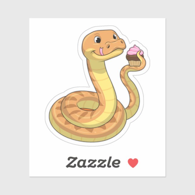 Sticker Serpent avec muffin (Feuille)