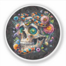 Serpent avec Sticule rond floral crâne