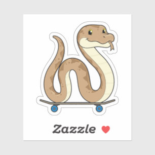 Sticker Serpent comme patineur avec skateboard