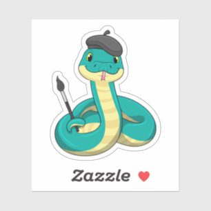 Sticker Serpent comme peintre avec pinceau