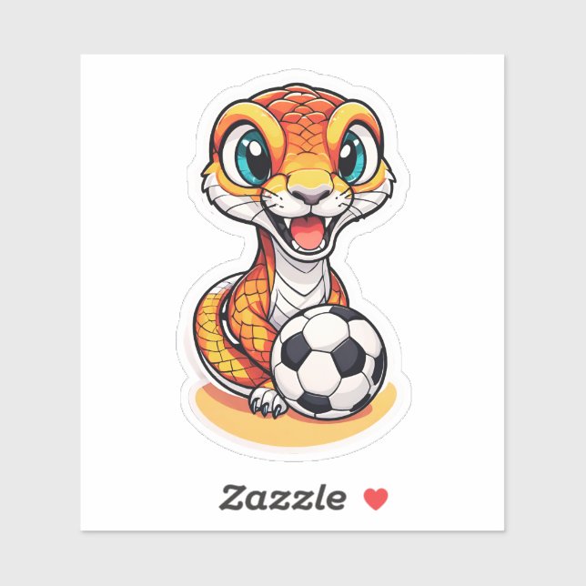 Sticker Serpent De Tigre À Sniger Jouer Au Football (Feuille)